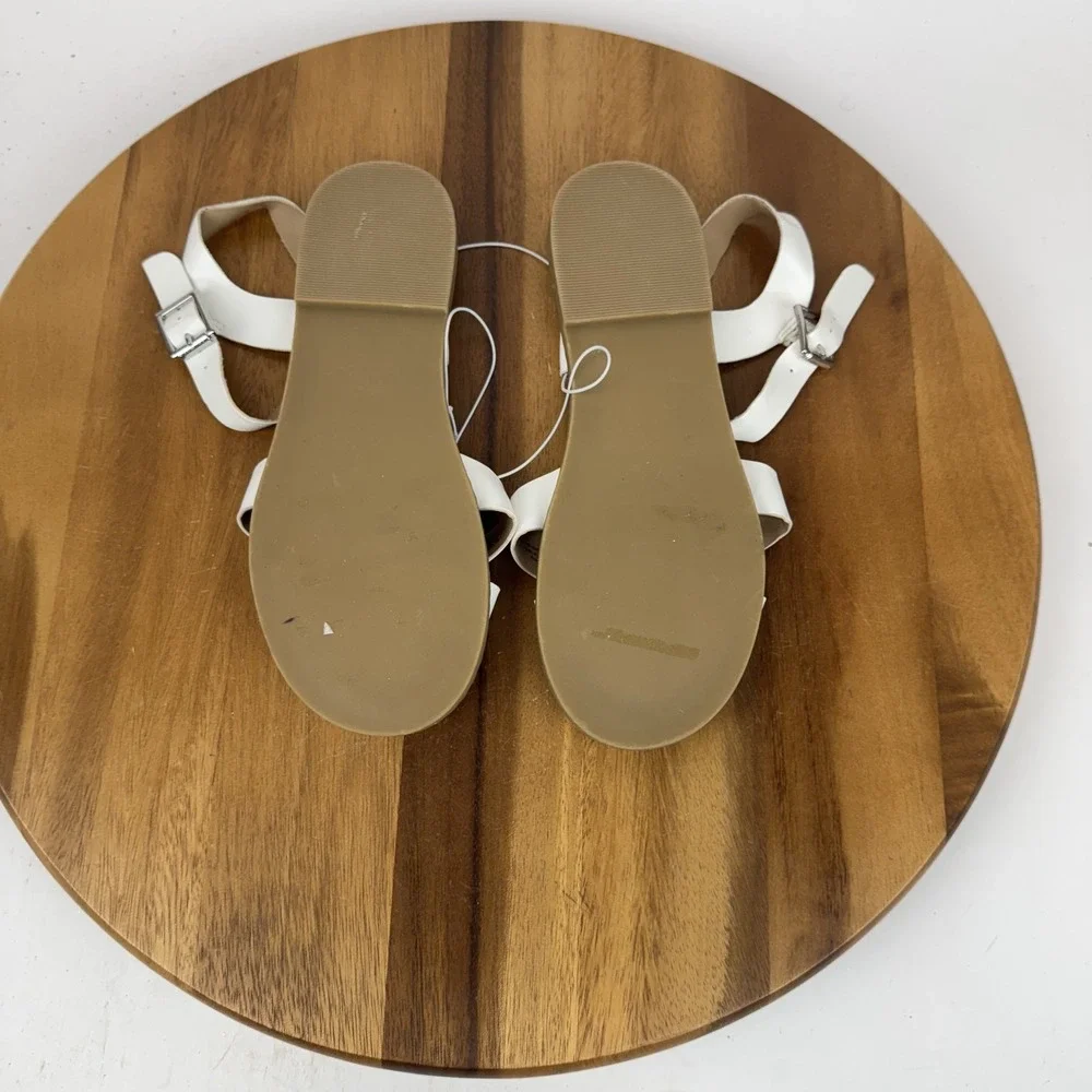 New Girls Big Kids Tucker + Tate Tarya White Strappy Adjustable Sandals Size 5 Y - Picture 7 of 8